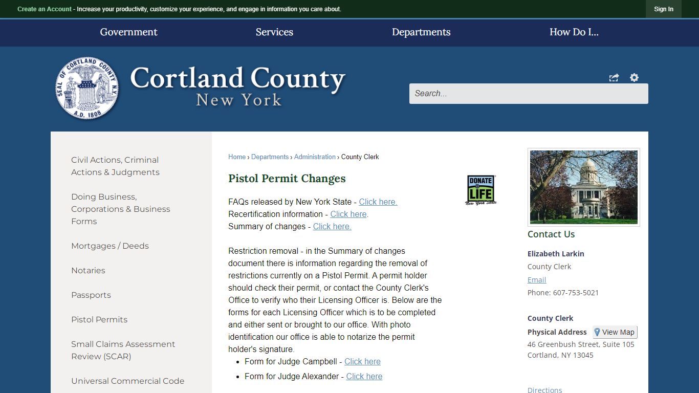 County Clerk | Cortland County, NY