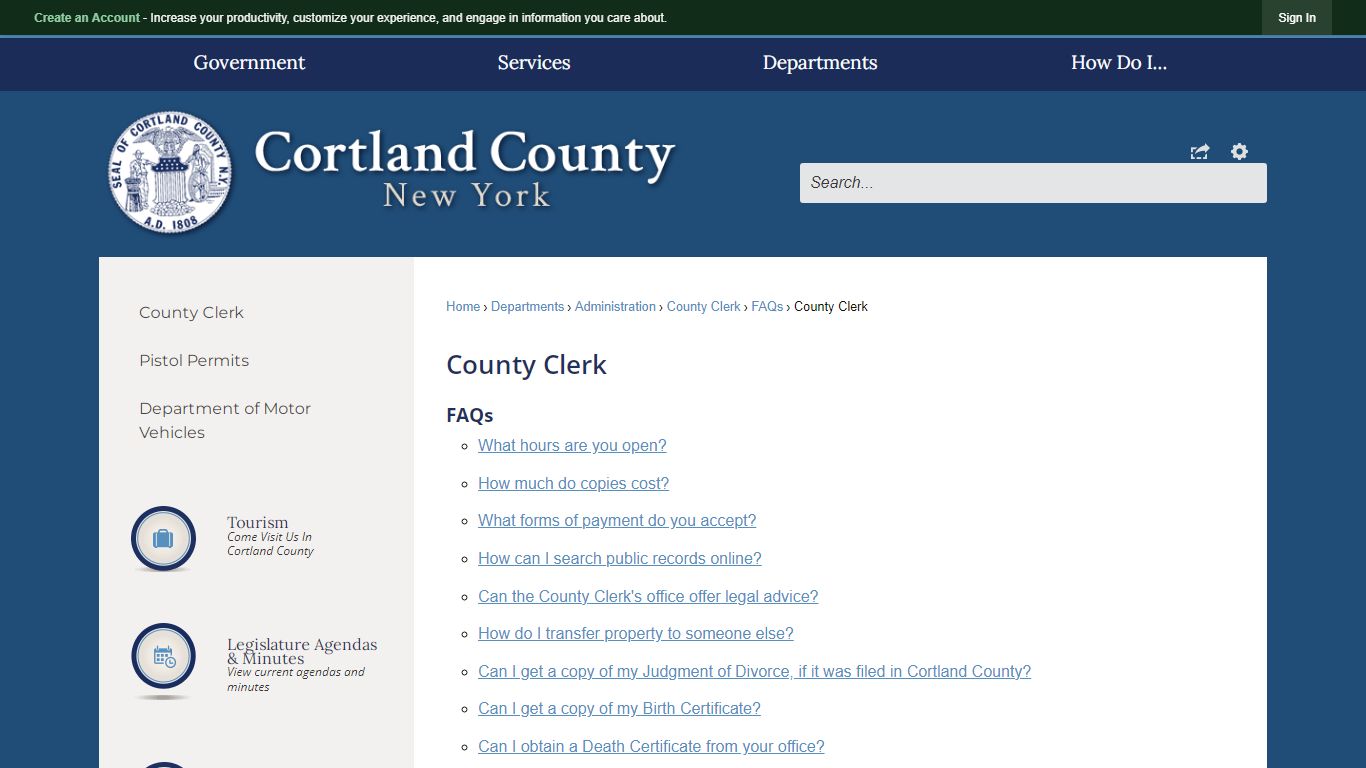 County Clerk | Cortland County, NY