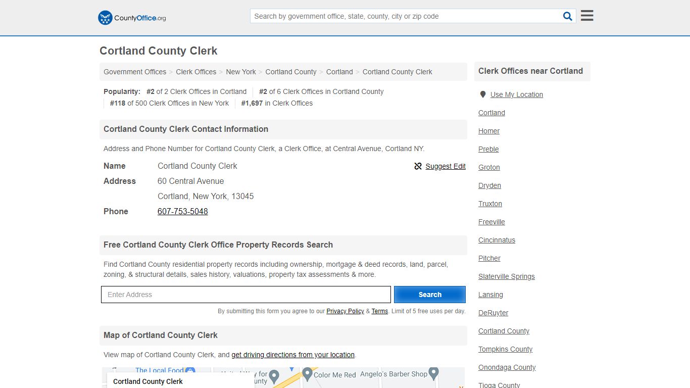 Cortland County Clerk - Cortland, NY (Address and Phone) - County Office